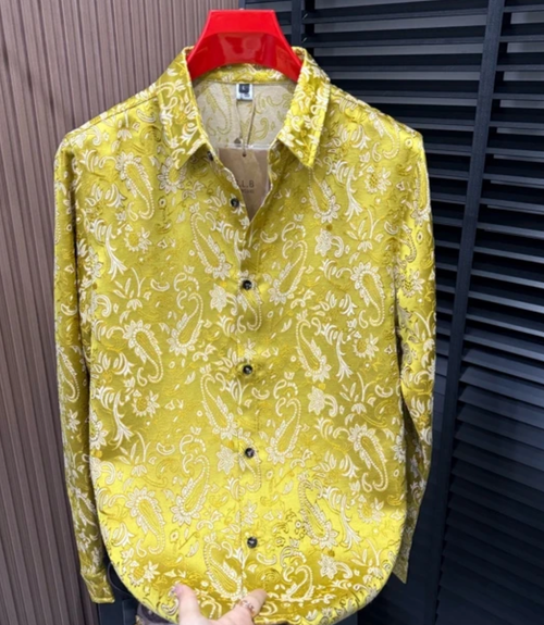 Golden Satin Long Sleeve Shirt