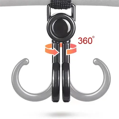 10pcs Double Hook Baby Stroller Hanger 360-degree Rotation Adjustment Cart Hook and Loop Fastener Stroller Accessories