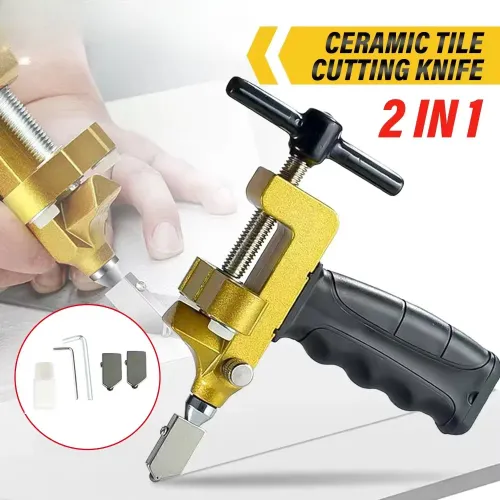 2-in-1 Manual Glass & Ceramic Tile Cutter - Precision Diamond Blade with Ergonomic Grip