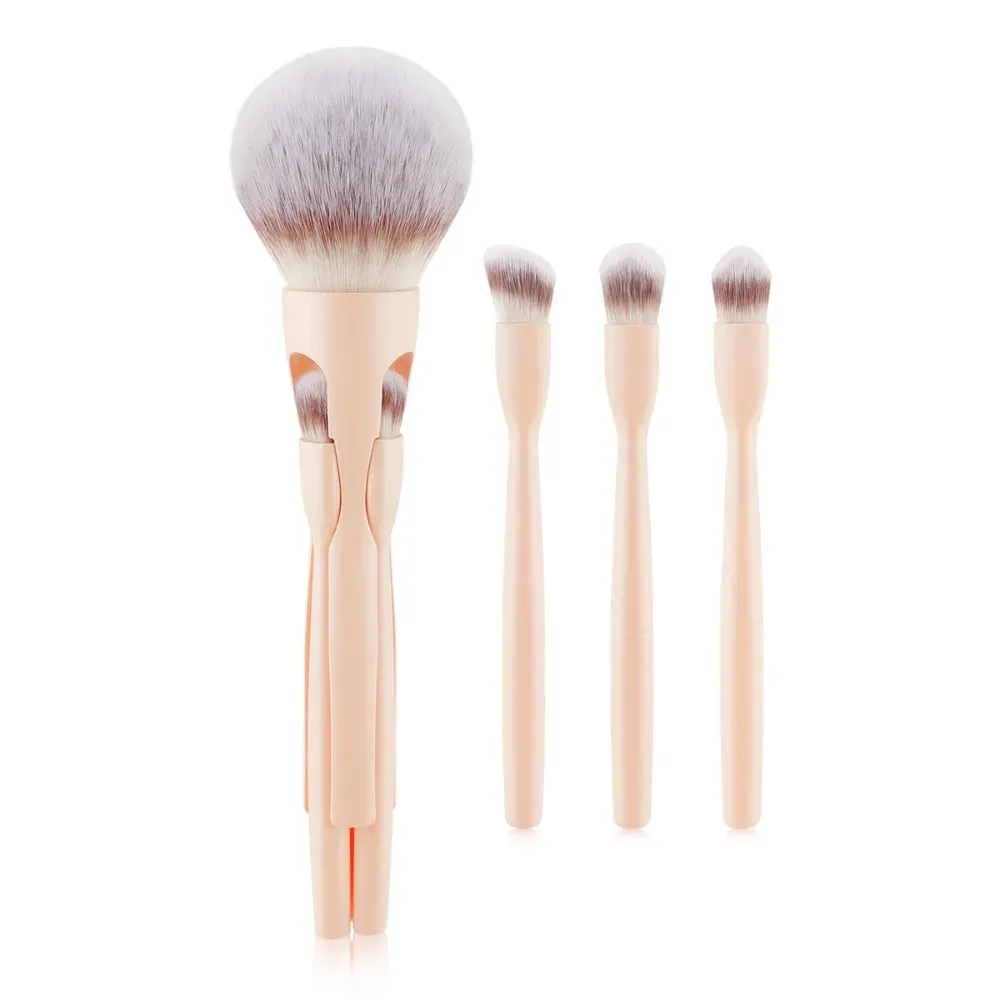 4Pcs 4 in-1 Makeup Brush Set Magnetic Suction Powder Blusher Brush Travel Makeup Brushes Soft Concealer Brush