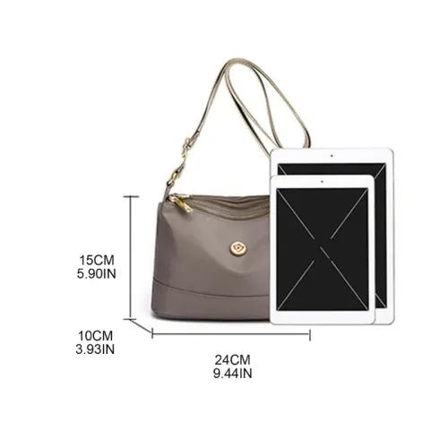 Minimalist Large-Capacity Nylon Shoulder and Crossbody Bag Layered Nylon Shoulder Adjustable Bag Color-Block Travel Tote