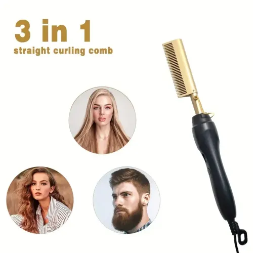 Portable Electric Hair Straightening and Curling Comb