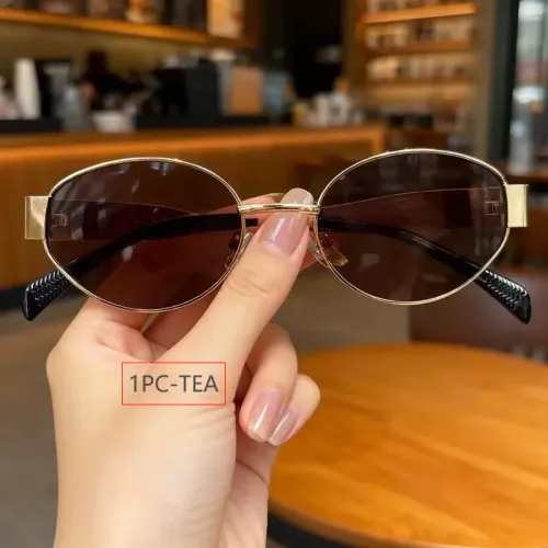 Summer Women's Fashion Sunglasses Oval Diamond Metal Frames Vintage Bohemian Style