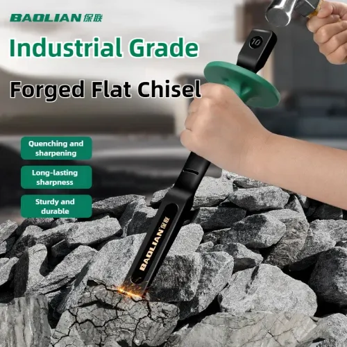 Chrome Vanadium Steel Stone Flat Chisel With Hand Guard Construction Cement Masonry Concrete Engraving Cut Tool