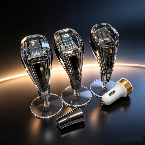 Crystal Gear Shift Knob LED Universal Black Titanium Color Suitable For Toyota, Kia, Mitsubishi, Lexus, Chevrolet, Honda, Nissan