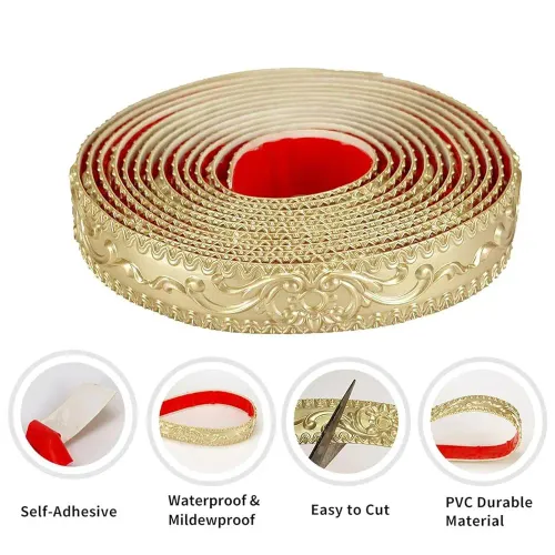 Self-Adhesive Peel & Stick Wall Trim, 16.4 Feet, Cabinet and Mirror Border, Home Decor (Champagne Gold)