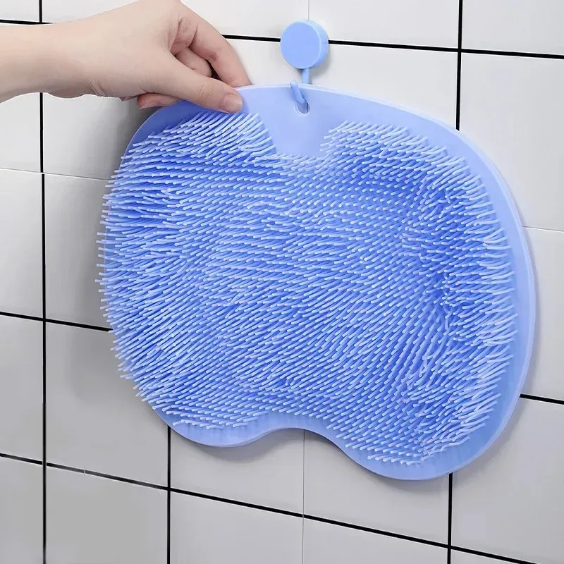 2PCS Back Massage Brush Exfoliating Shower Massage Scraper Bathroom Non-slip Bath Mat Silicone Foot Wash Body Cleaning Bathing Tool