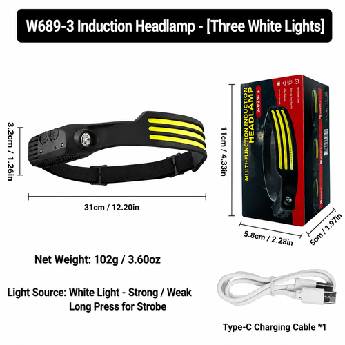 Outdoor USB-Rechargeable COB LED Sensor Headlamp