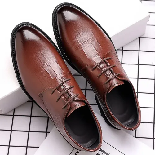 Men Leather Dress Shoes Luxury Lace-Up Oxford Shoes for Men Designer Pointed Toe Party