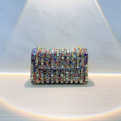 Multi-color Square Evening Bag Clutch Luxury Shoulder Bag Hand Armpit Chain Wedding Party Rhinestone Elegant Exquisite Handbag