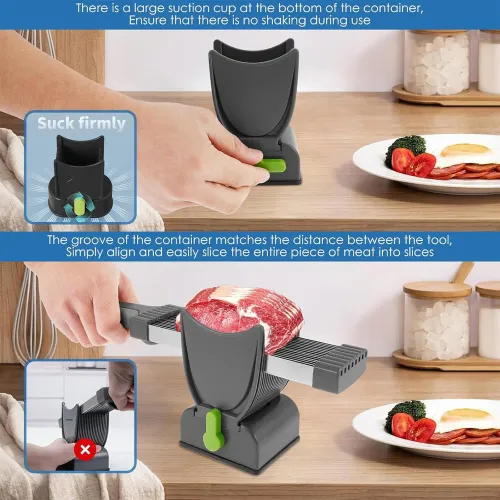 Fresh Meat Slicer,Thickness Adjustable 2 or 4 mm, 17 IN 1 Stainless Steel Cleaver Kitchen Knife For Slicing Shredding, Manual