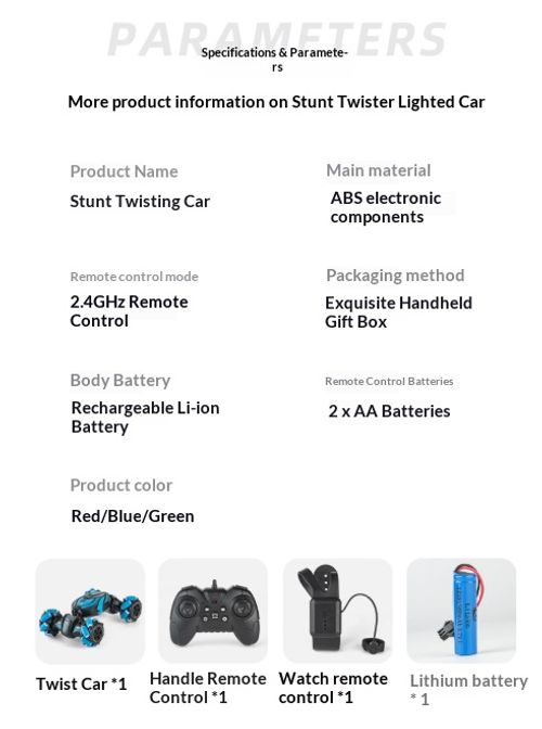 4WD Gesture Sensing RC Stunt Car, Remote Control Drift Racing Car with Spray & LED Lights, Hand Controlled High Speed Toy Vehicle, Birthday Gift for Boys Kids