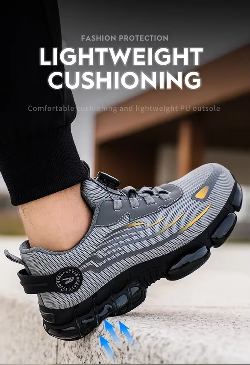 Rotating‑Button Safety Work Boots for Men