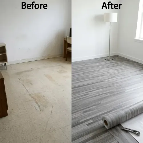 5 pcs 50cm*2m PVC Retro-Style Wood Grain Self-Adhesive Floor Stickers Thickened And Wear