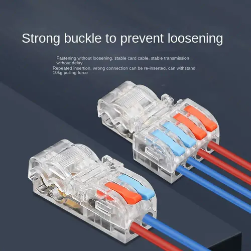 6pcs Mini T type Quick Terminal Block Universal Compact Wire Connector Quick Electrical Cable Splice Push-in Terminal Blocks