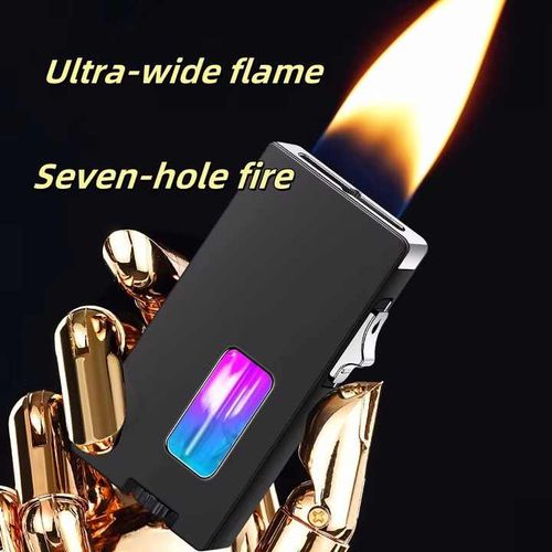 Gravity-sensor cold flame lighter, seven-hole flame metal lighter