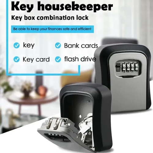 Wall Mounted Key Holder, Password Lock, Waterproof 4-Digit Password Storage Box, Easy To Install, Safe For Home Office Use