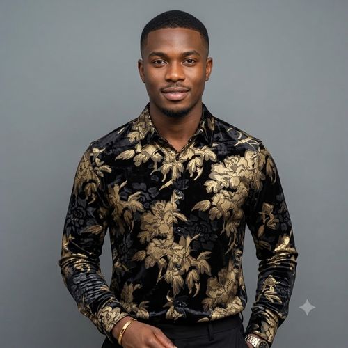 Black and gold acetate velvet shirt