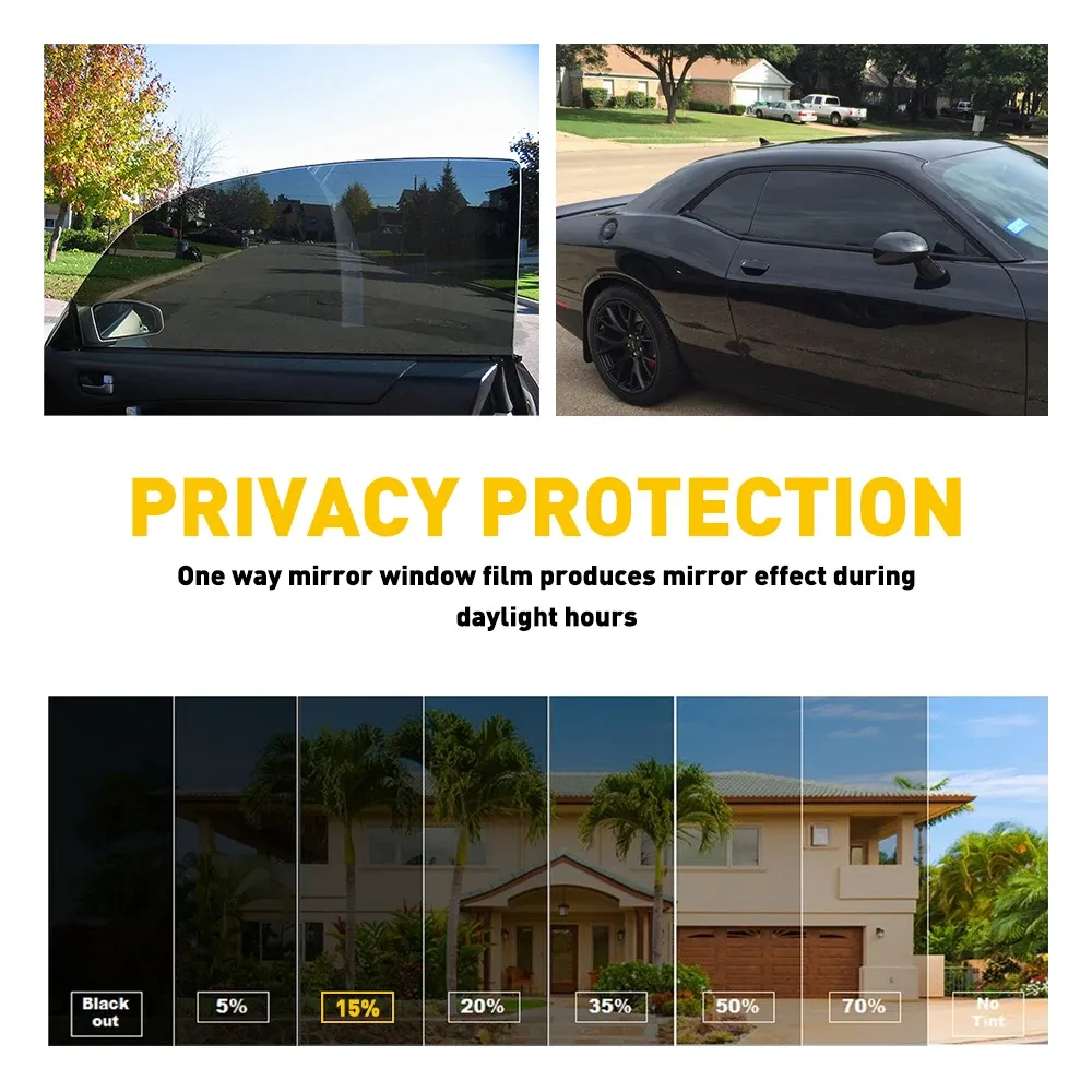 1Pcs 3M*50CM Uncut Roll Window Tint Film Black 15%  VLT For Car Front Rear Windshields Windows Sunroof 1% Transmittance