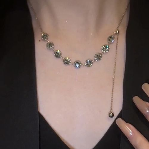 High-end luxury crystal diamond pull-out clavicle necklace