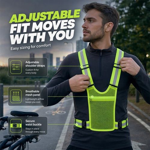 High Visibility Reflective Vest Adjustable Safety Running Gear with Pocket