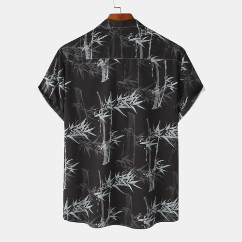 Pine Patterned Men's Short Sleeve Shirt Pineapple Design Loose Fit Summer Casual Fashion No Brand Label Regular Thickness