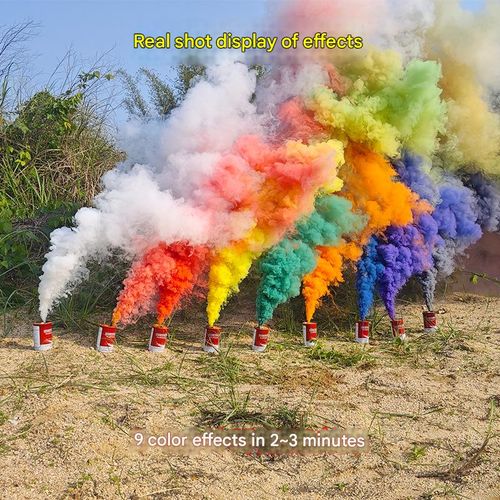 White, orange, black, red, yellow, red, stage fire drill, smoke tank drill, outdoor drill