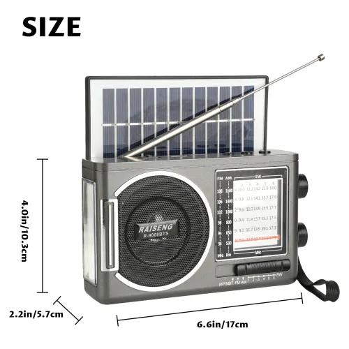 Classic solar radio AM FM speaker USB TF card interface 3 charging methods