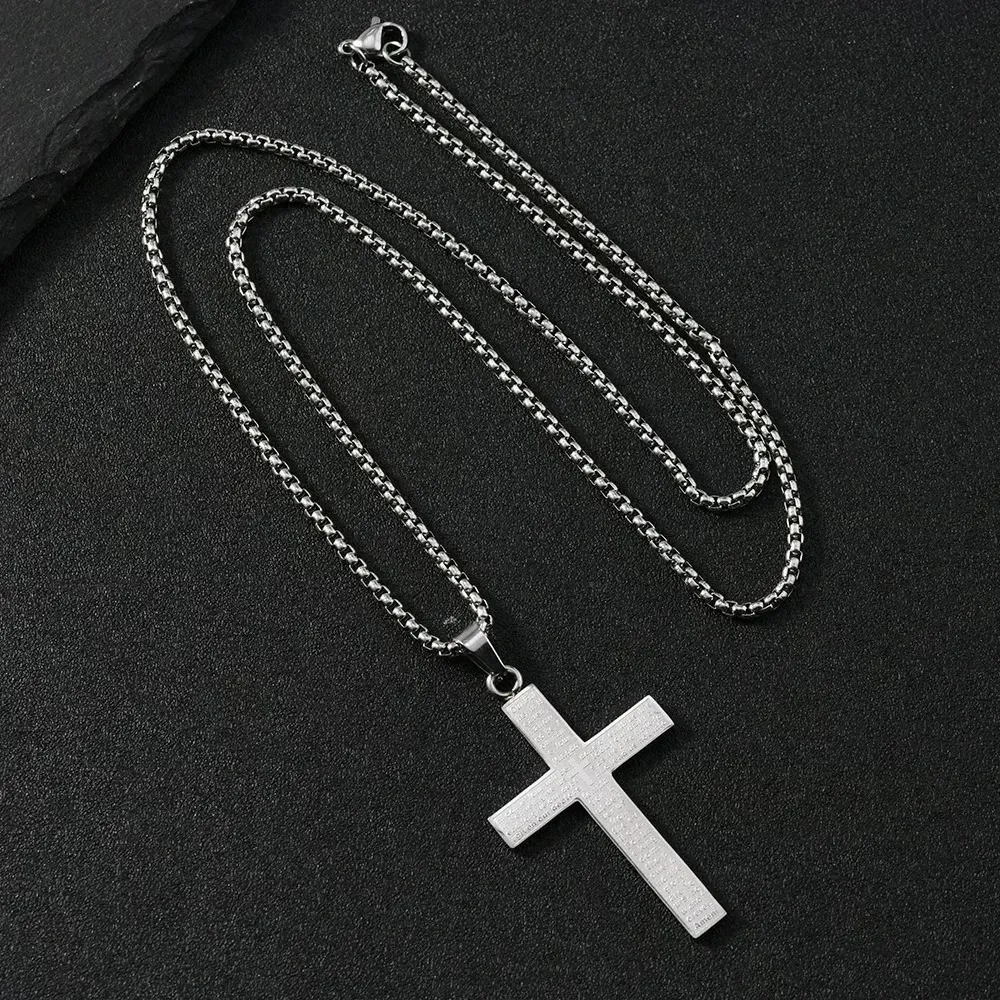 Necklace with a cross and the Lord's Prayer.