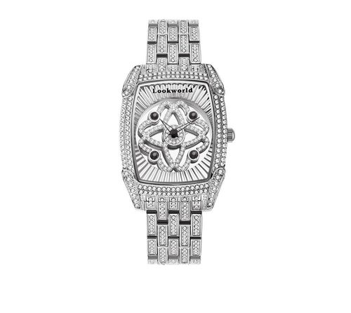Luxury Full Rhinestone Rotating Tourbillon Style Quartz Watch Gold Plated Fashion Wristwatch