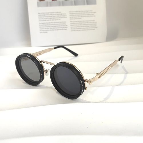 KLASSNUM ND Sunglasses Dimming Glasses Men Outdoor Polarized Sun Glasses Retro Punk Round Frame Women ND9 Tint Eyepiece New In
