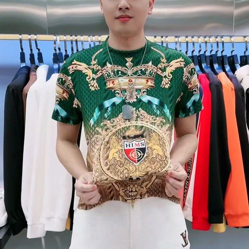 High-end, affordable-luxury, royal-style yellowish-green T-shirt