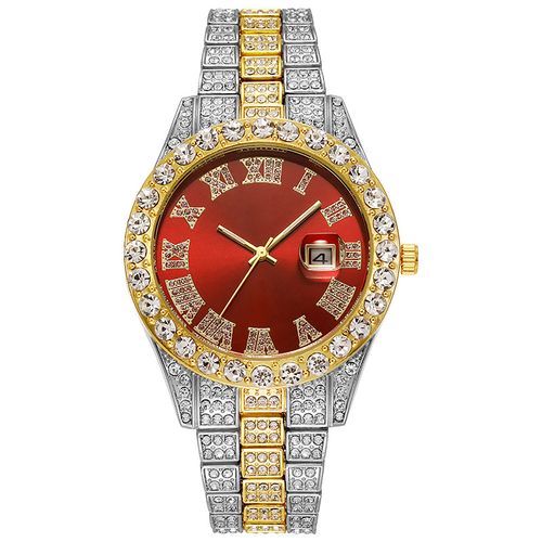2026 hot selling men's steel strap diamond inlaid quartz watch