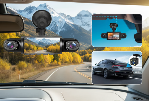 Four-channel surveillance dashcam with Wi-Fi(Includes 64GB Memory Card)