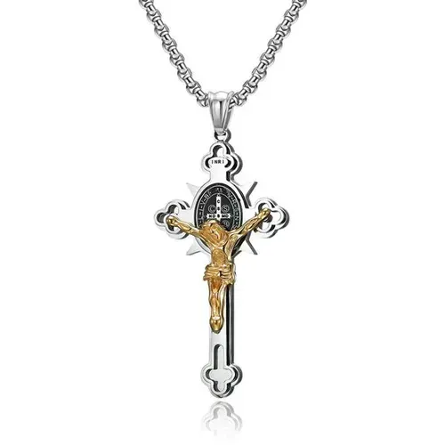 ST.Benedict Protection Cross Power Pendant Necklace