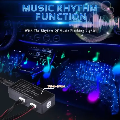 Foot starry sky atmosphere light, floor star one to four car interior modification, colorful voice controlled LED decorative atmosphere light