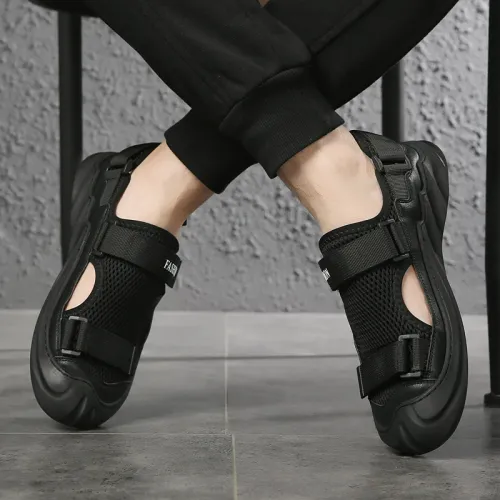Summer New Men's Sandals Leather Breathable Mesh Sandals Outdoor Casual Portable