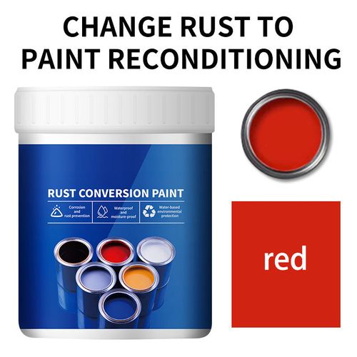 Weatherproof rust-converting paint for metal