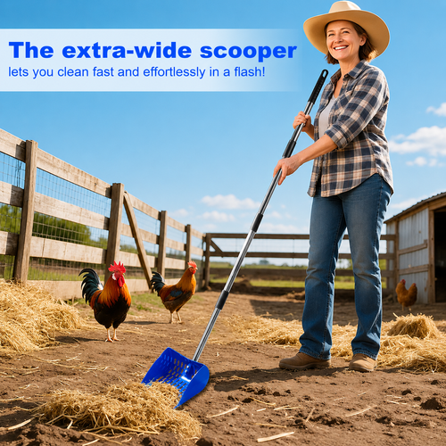 2-in-1 Chicken Manure Shovel And Rake, Used For Cleaning Chicken Coops And Pet Waste, For Small Farm, Adjustable Length