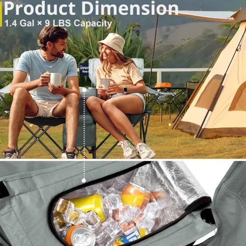 Portable Folding Picnic Double Chair with Umbrella, Table & Cooler