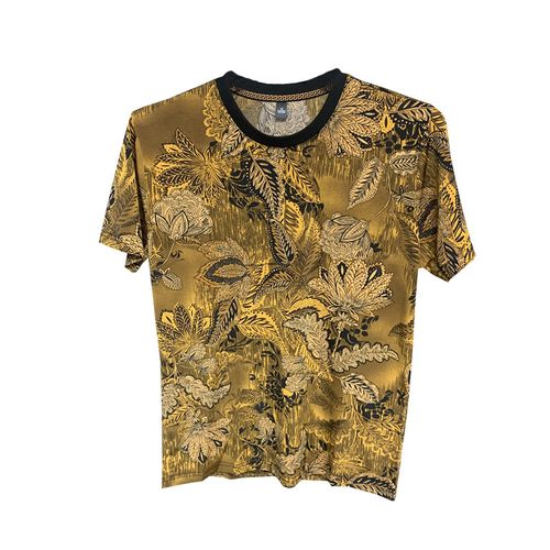 Metallic-thread leaf-print shirt