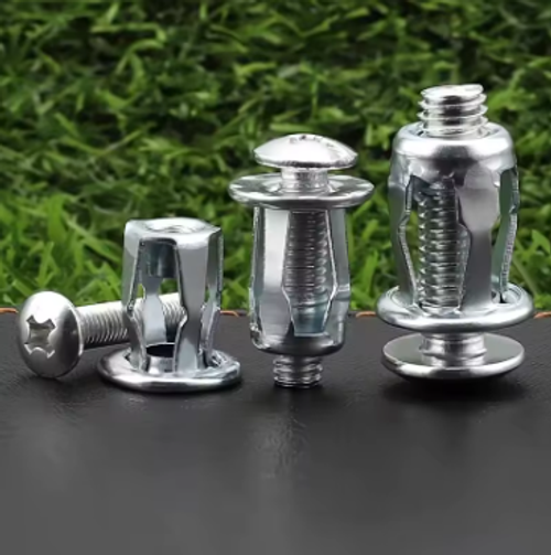 60pcs Galvanized Carbon Steel Expansion Nuts, Petal Lock Nuts, Cross Rivet Type