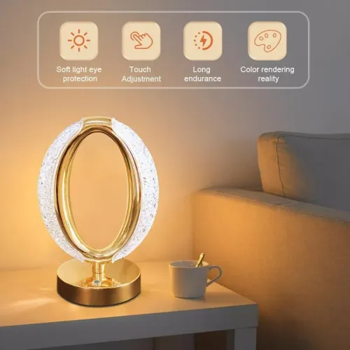 Rechargeable Acrylic Touch Desk Lamp, Adjustable Brightness Table Light,  Lighting Fixture