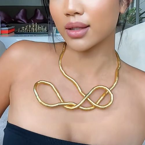 Fashion alloy gold bendable snake flexible necklace punk style all-match