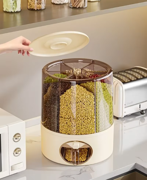 Large capacity Rotary Rice Bucket Household Grains Storage Box Insect-Proof Moisture-Proof Sealed Rice
