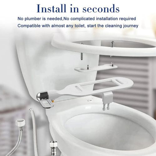 Non-electric bidet with double spray, toilet seat bidet, hygienic bidet, self-cleaning bidet.