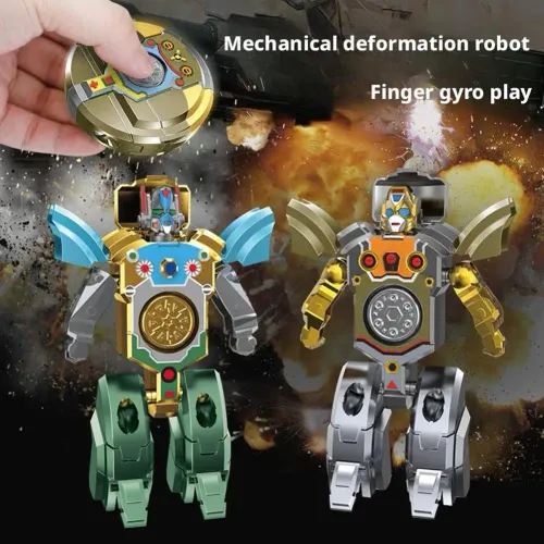 Pack of 3 (Gold, Silver, Green)Creative Hand Spinner Toys Antistress Stress Relief Robot Transformation Fidget Spinner Adult Sensory Toys for Kids Gift