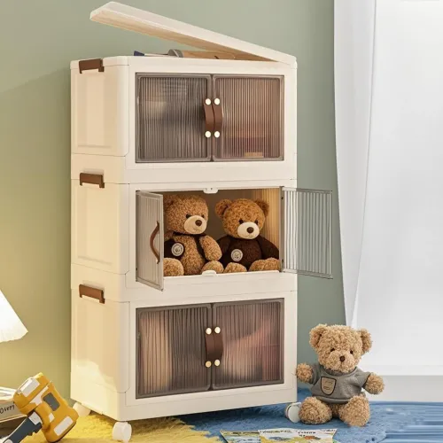 layer Stackable Home Use Clothes Storage Cabinet Multi-Layer Luxury Foldable Wardrobe for Children's Room Bedroom Rent House No Installation Nee