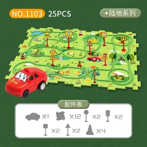 Kids puzzle rail car DIY assembly electric trolley automatic rail city scene building puzzle toys