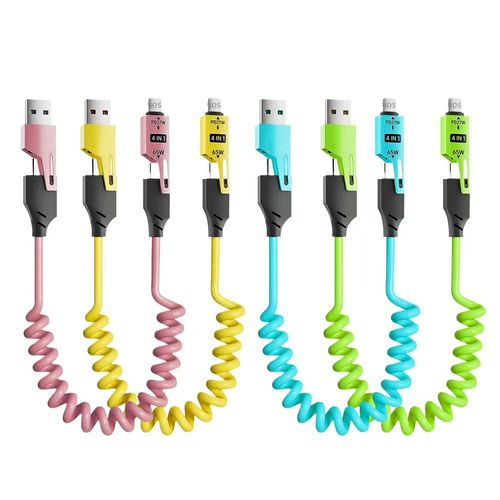 4 PCS - 4 in 1 Spring Fast Charging Cable4PCS